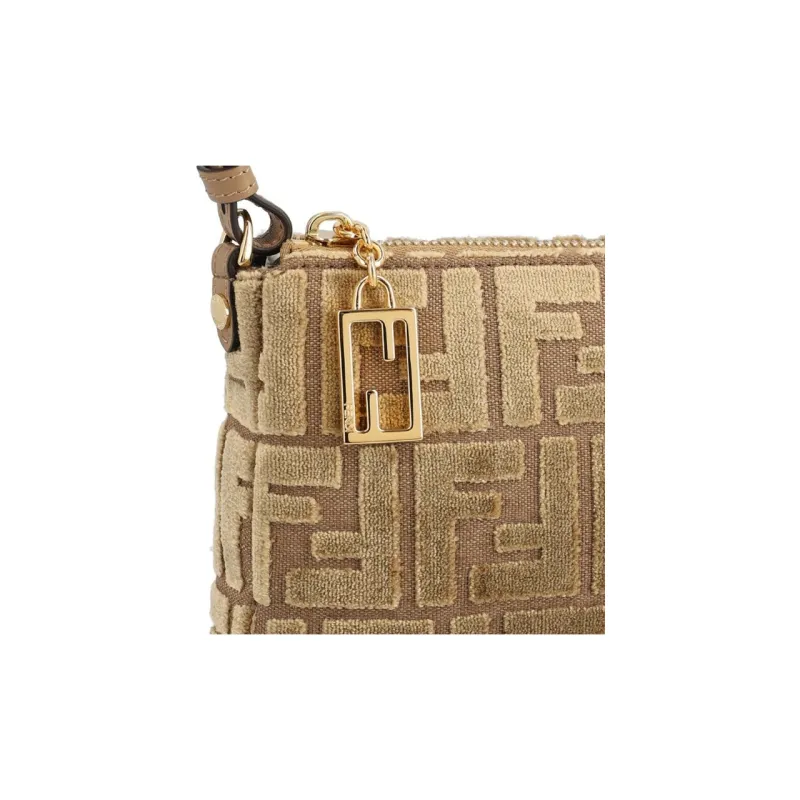FENDI Velvet Clutch Women's Light Brown-3
