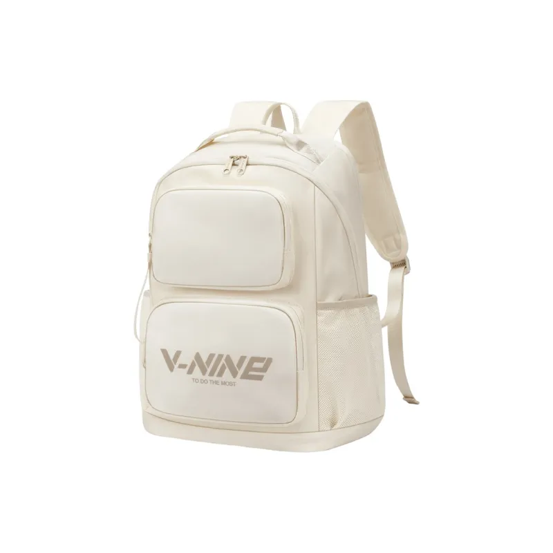 V.NINE Fabric Laptop Bag Backpack Regular Unisex Light Sand/Obsidian Black-2