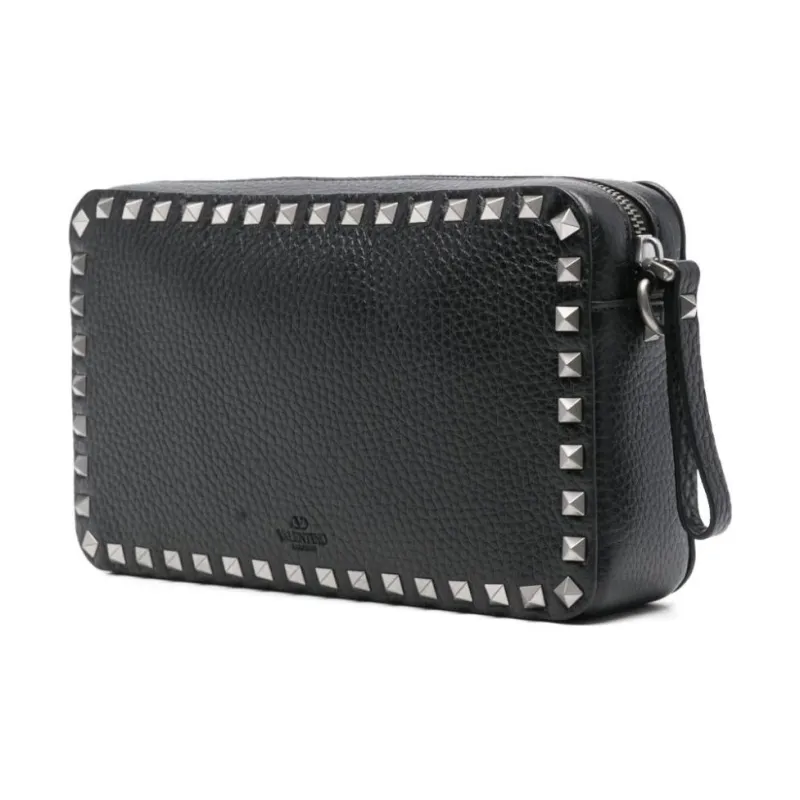 Valentino Calfskin Messenger Bag Shoulder Bag Men's Black-1