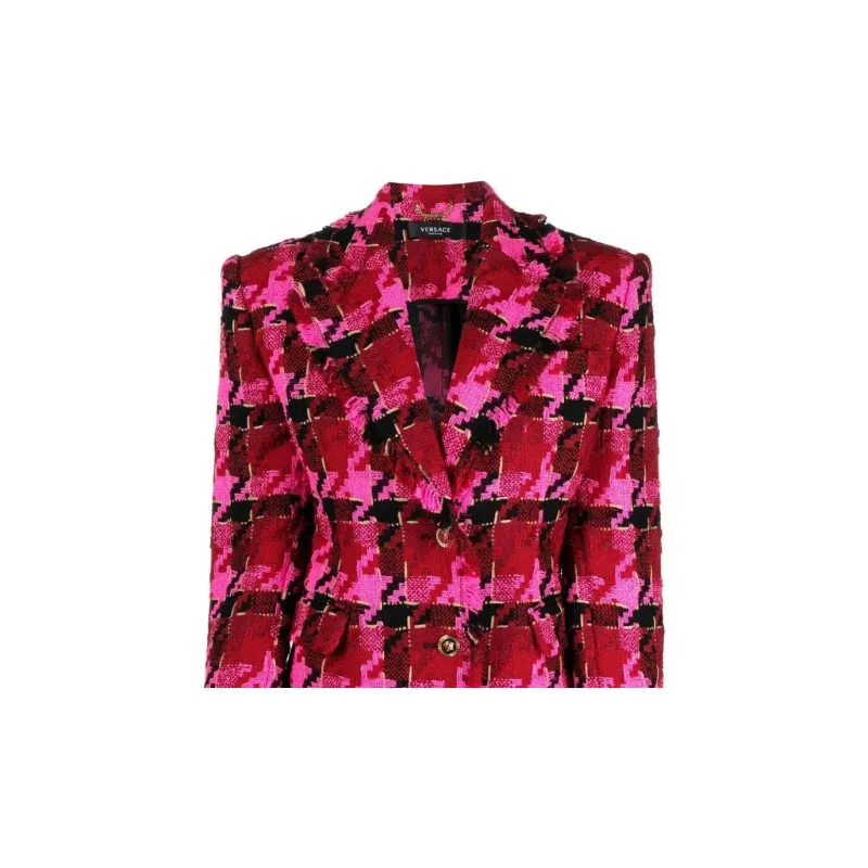VERSACE Medusa Checked Tweed Blazer 'Red/Print'-4
