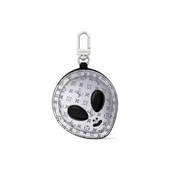 LOUIS VUITTON Leather Bag Charm Bag Merch Men's Silver & Black