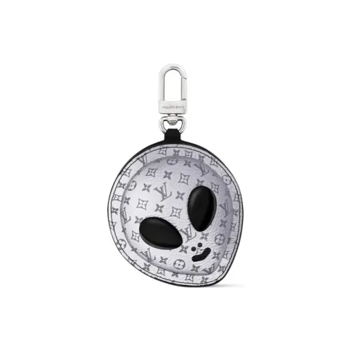 LOUIS VUITTON Leather Bag Charm Bag Merch Men's Silver & Black
