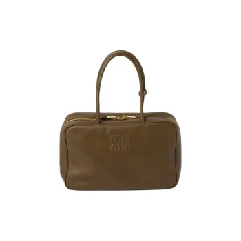 MIU MIU Beau Calfskin Bowling Bag, Shoulder Bag, Handbag Large Size Women's Tundra Green