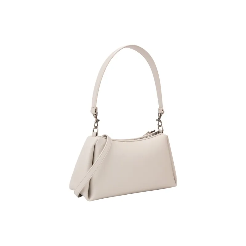 CALVIN KLEIN Blended Material Shoulder Bag Medium Size Women's Moon White-6