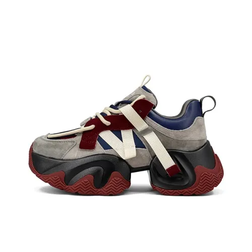 ZSBELLA Anti Slip And Wear Resistant Height Increasing Low Top Chunky Sneakers Women's