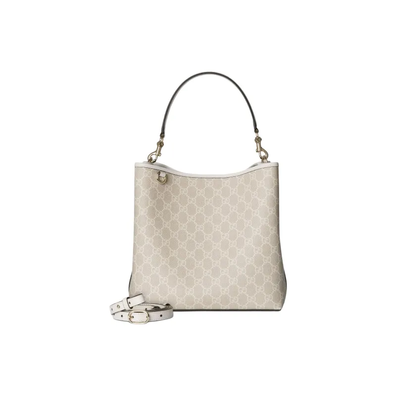 GUCCI GG Emblem GG Monogram Coated Canvas One Shoulder Handbag Trumpets Women's Beige & White-2