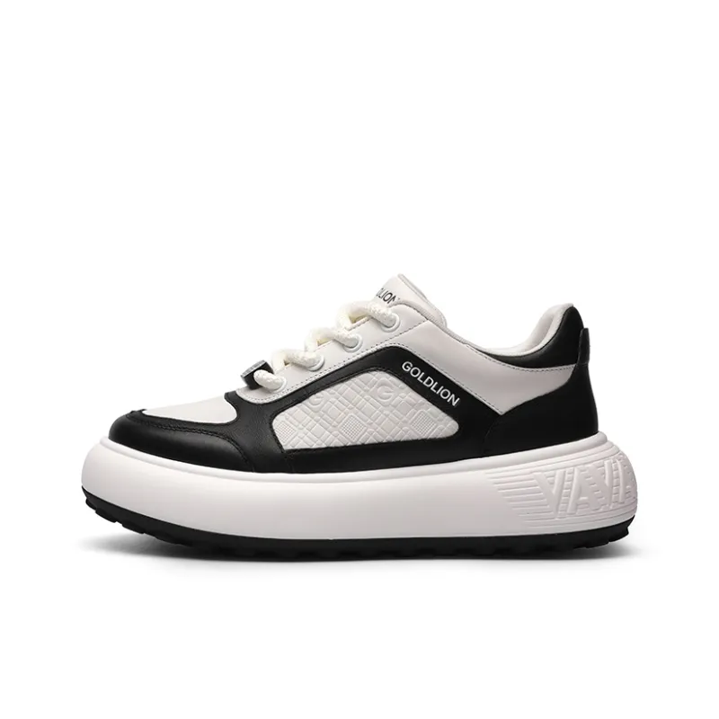 GOLDLION Slip Resistant Low Top Skateboard Shoes Men's White/Black-0