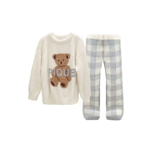 OEING Pajama Set Women's Crew Neck Ice Cream