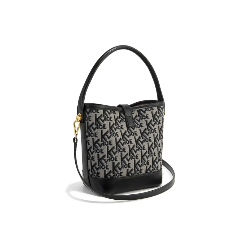 CLEVER& KETCH PU Handbag Bucket Bag Regular Women's K Letter Black/Diamond Black-3