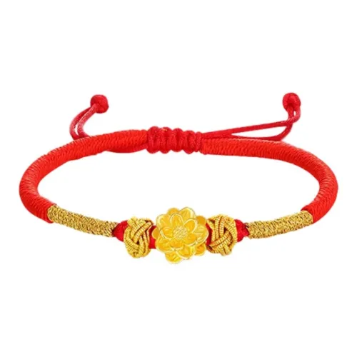 YORISTEINK Good Luck Lotus New Chinese Style Fortune And Peace 999 Solid Gold Fixed Price Gold Bracelet Unisex