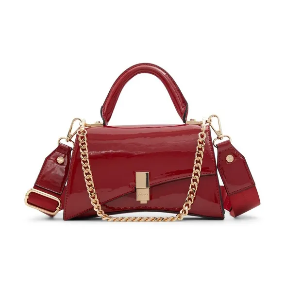 ALDO Artificial Leather Handbag Crossbody Bag Small Size Women's Black/Red-3