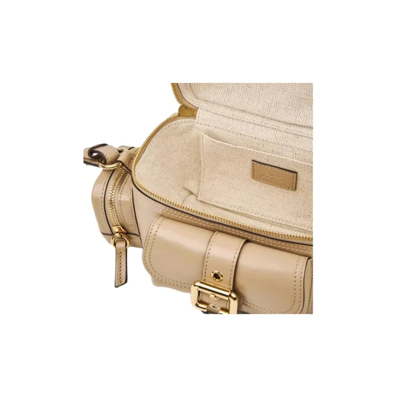 Chloe Cow Leather One Shoulder Handbags Small Size Women's Brown-3