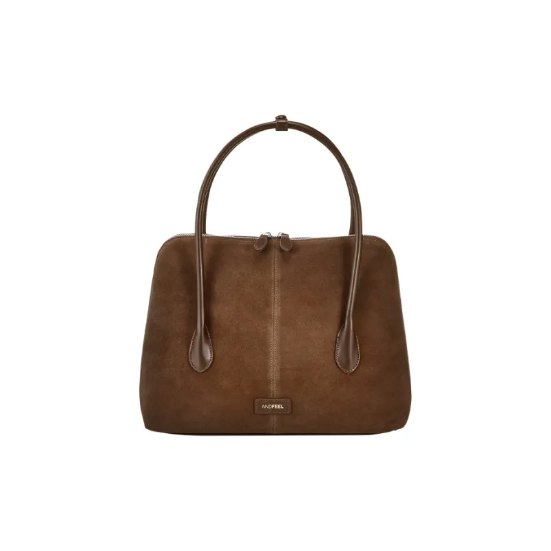 ANDFEEL Suede Surface Cow Leather Shoulder Bag Regular Women's Light Brown/Dark Brown-4