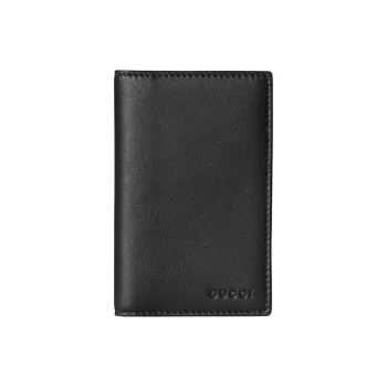 GUCCI GG Emblem Leather Card Holder Men's Black