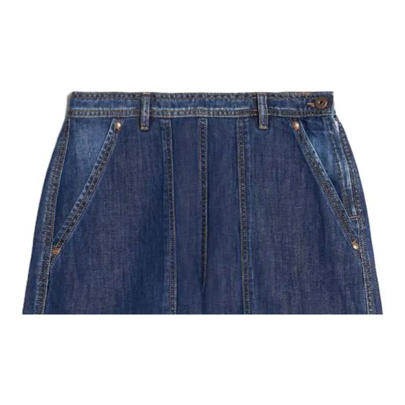 WEEKEND MaxMara Elica Collection Cotton And Linen Denim Jeans Casual Shorts Women's Blue-3