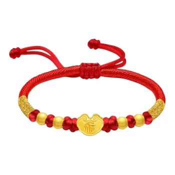ZHIAIYONGHENG Ethnic Style Classical Style Versatile Fortune Lock Solid Gold Fixed Price Gold Bracelet Unisex