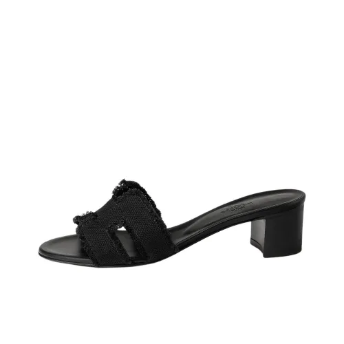 HERMES Oasis Slide Slippers 5cm Women's Black