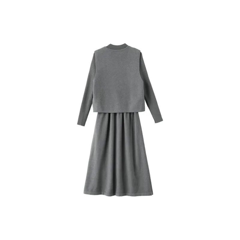 Yi Mengyuan Skirt Set Women's Smoke Gray-1