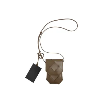 Bottega Veneta Cow Leather Cell Phone Pouch Unisex Seaweed Green & Volcanic Gray