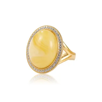 S&A S925 Silver Amber Beeswax Jade Rings Women's
