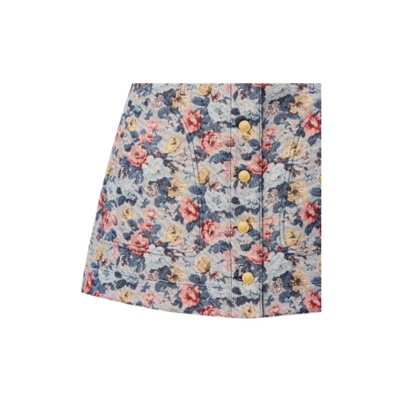 LOUIS VUITTON Floral Jacquard A Line Skirt-3