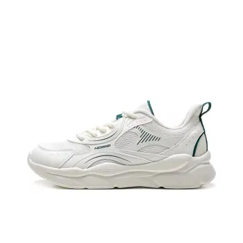 QIAODAN Non slip Wear resistant Shock Absorption Low Top Casual Running Shoes Men's White Green
