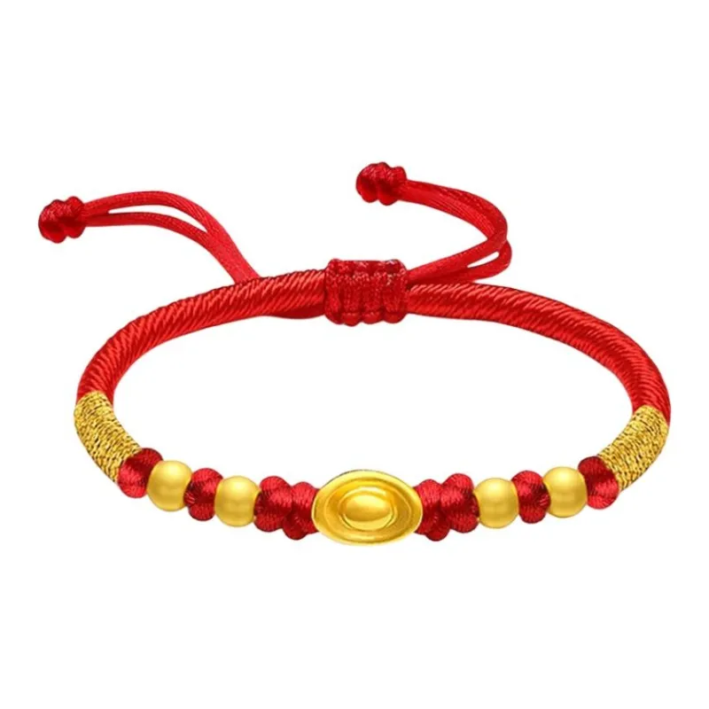 ZHIAIYONGHENG Ethnic Style Classical Style Versatile Fortune Lock Solid Gold Fixed Price Gold Bracelet Unisex-3