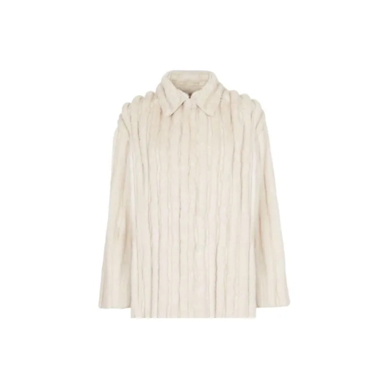 FENDI Pearl Mink Overcoat Coats Women's Ecru-2