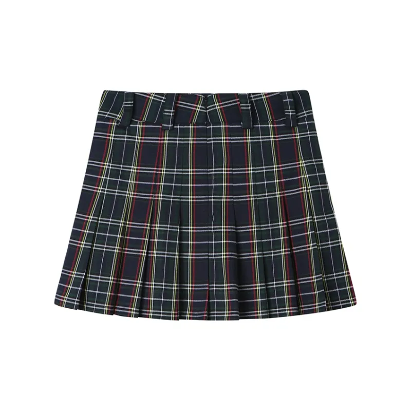 DANGEROUSPEOPLE Casual Short Skirts Women's Black Plaid-1