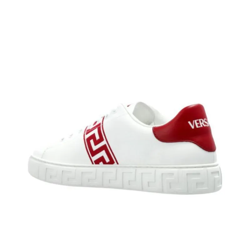 VERSACE Low Top Skateboard Shoes Women's White Red-3