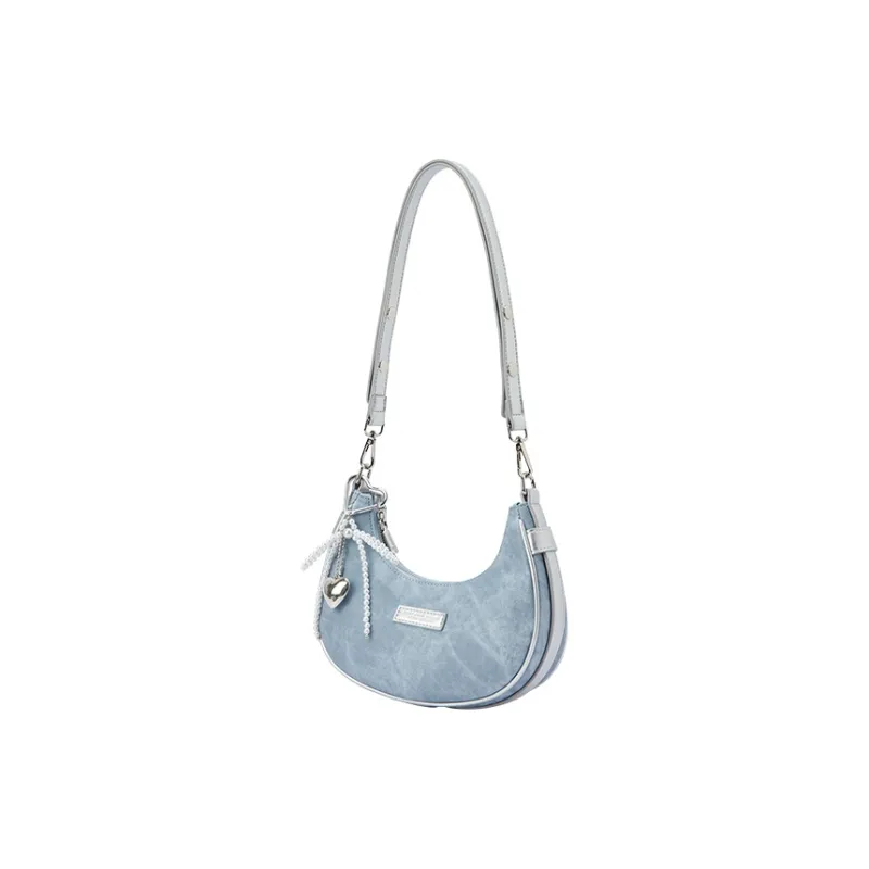 SEM/R Denim Style PU Fabric Crescent Bag, Crossbody Handbag, Shoulder Bag Women's Multicolor-4