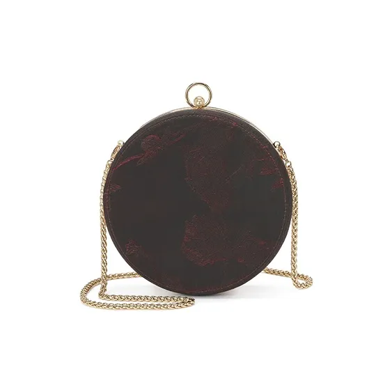 Ancient Yi Xi Mulberry Silk Round Bag Shoulder Bag Small Size Women's Dark Red Brown-2