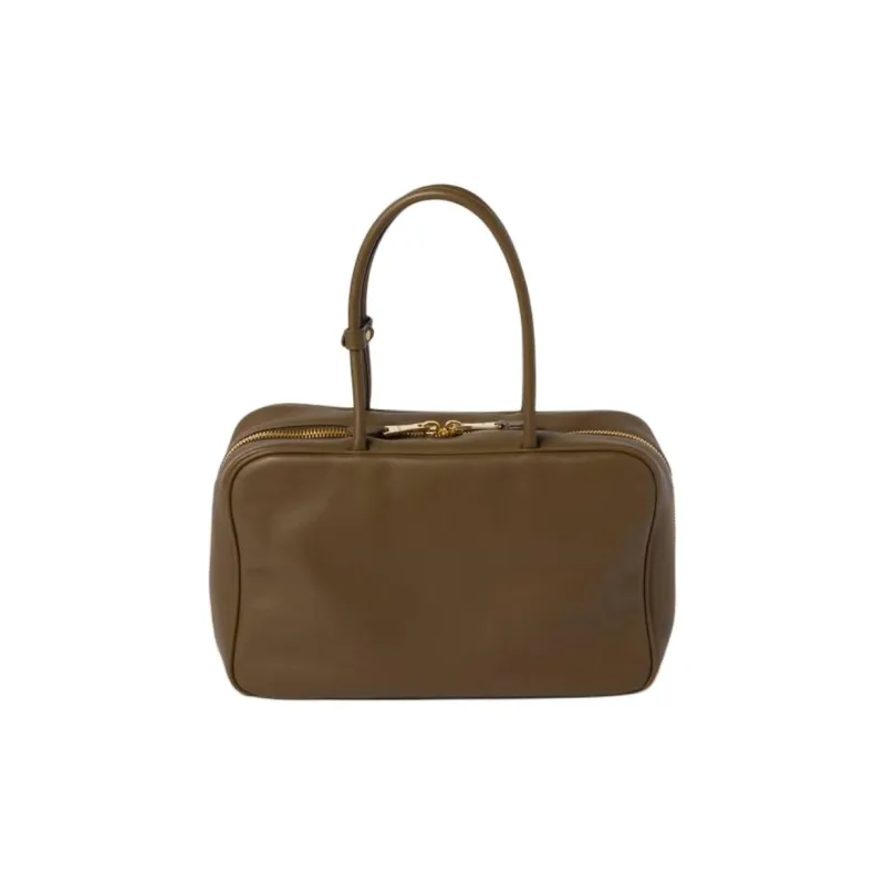 MIU MIU Beau Calfskin Bowling Bag, Shoulder Bag, Handbag Large Size Women's Tundra Green-2