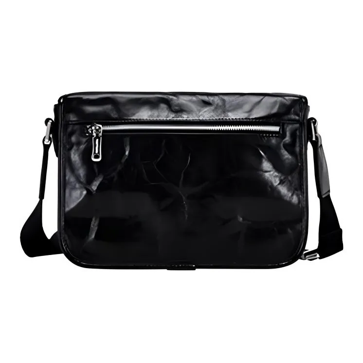 Hush Puppies Cow Leather Crossbody Bag, Shoulder Bag Medium Size Men's Black-3