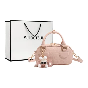 OCTSUI Artificial Leather One Shoulder Handbag Crossbody Boston Bag Regular Women's Pink/Ecru/Black