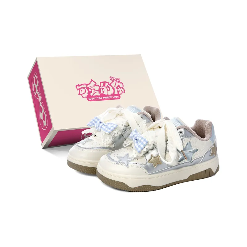 Lovely You Lightweight Low-Top Skateboard Shoes Women's Beige Silver-5