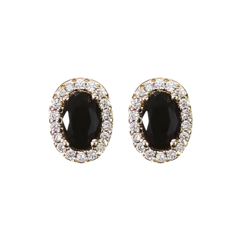 Rhymes Copper Gold plated Zircon Stud Earrings Women's-0