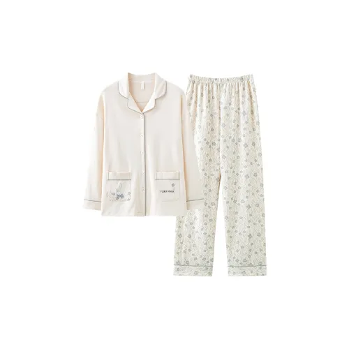 XIAFENYAN Pajama Set Women's Light Yellow