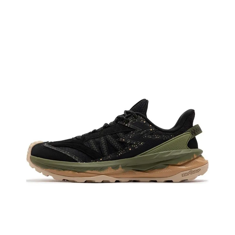 361° Non slip Wear resistant Shock Absorption Low Top Casual Trail Running Running Shoes Men's Black Green-0