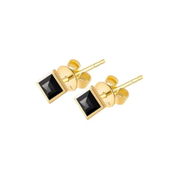 YIN 18K Gold Stud Earrings Women's Gold/Black