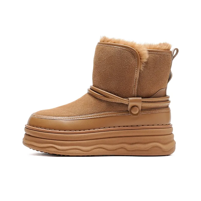 EBLAN Short Snow Boots Women's Camel-0