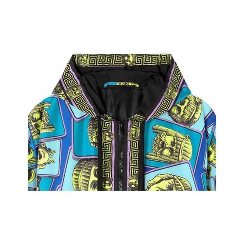 VERSACE Le Maschere Windbreaker Jacket 'Acid Green/Teal'-3