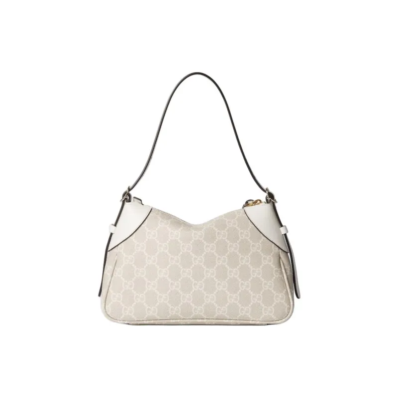 GUCCI GG Emblem Coated Canvas Handbag, Shoulder Bag Trumpets Women's Ecru-4