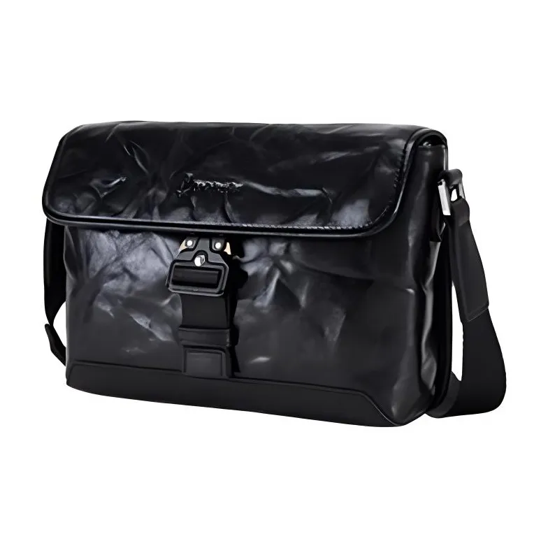 Hush Puppies Cow Leather Crossbody Bag, Shoulder Bag Medium Size Men's Black-1