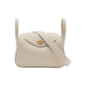 UNIFINE Top Grain Cow Leather Crossbody Bag Small Size Women's Milkshake White/Hazelnut Brown