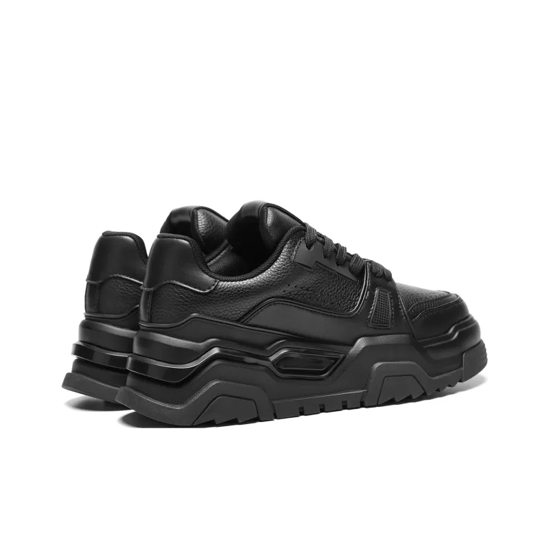 Meixi Lightweight Height Increasing Low Top Skateboard Shoes Men's Black-3