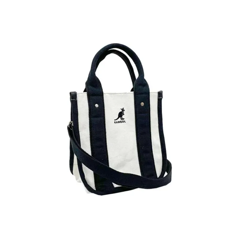 KANGOL Cotton Canvas Canvas Bag Tote Bag Shopping Bag Portable Crossbody Bag Shoulder Bag Small Size Unisex White-2