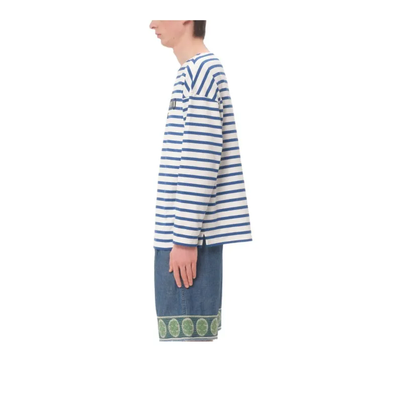 Valentino Striped Logo Printed Crewneck T Shirt-3