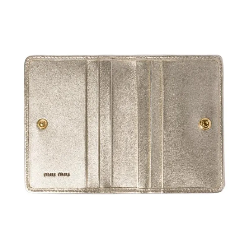 MIU MIU Matelassé Lambskin Card Holder Women's Yellow Iron Ore-3
