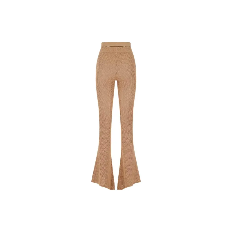 ANDREĀDAMO High Waist Perforated Knitted Trousers-1